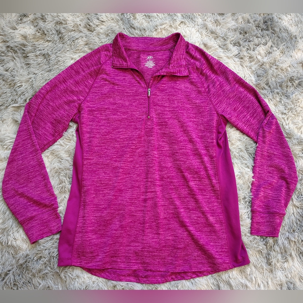 ☀️5/$25☀️ Pro Player Med Fuschia Activewear Athletic Quarter-zip Long-sleeve